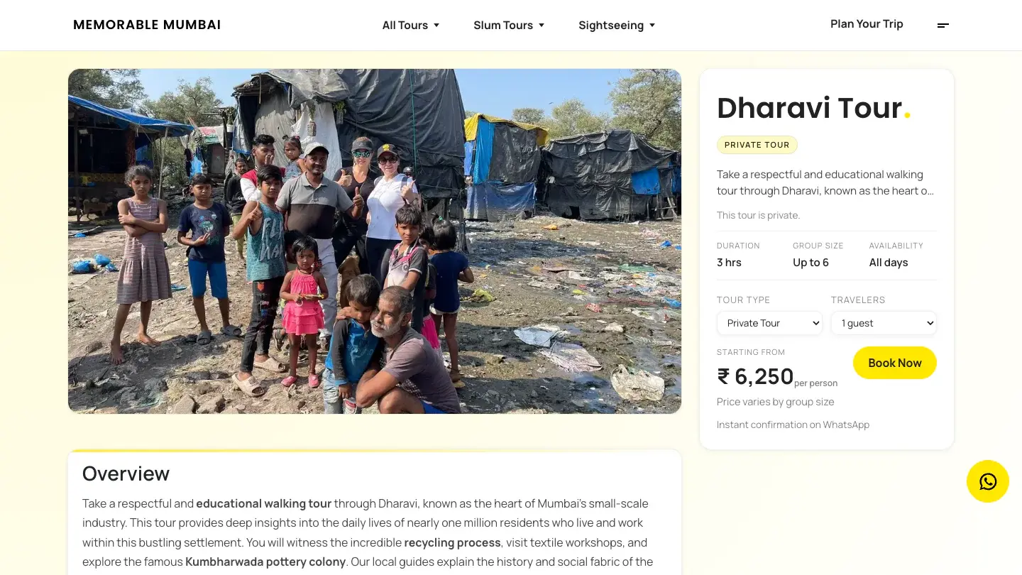 Dharavi Tour page with photos, overview and booking
