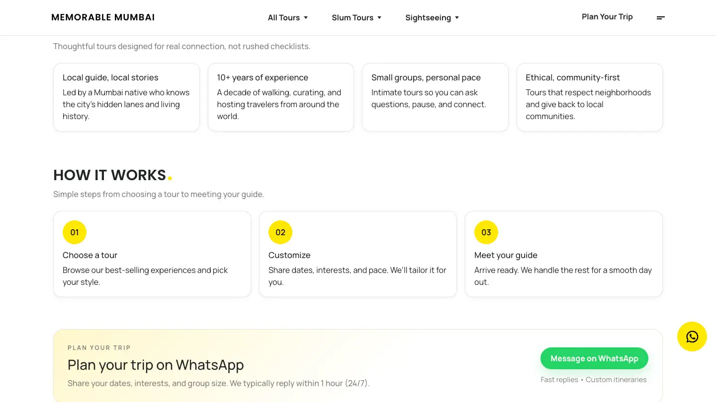 Why Memorable Mumbai, how it works, and trip planning on WhatsApp