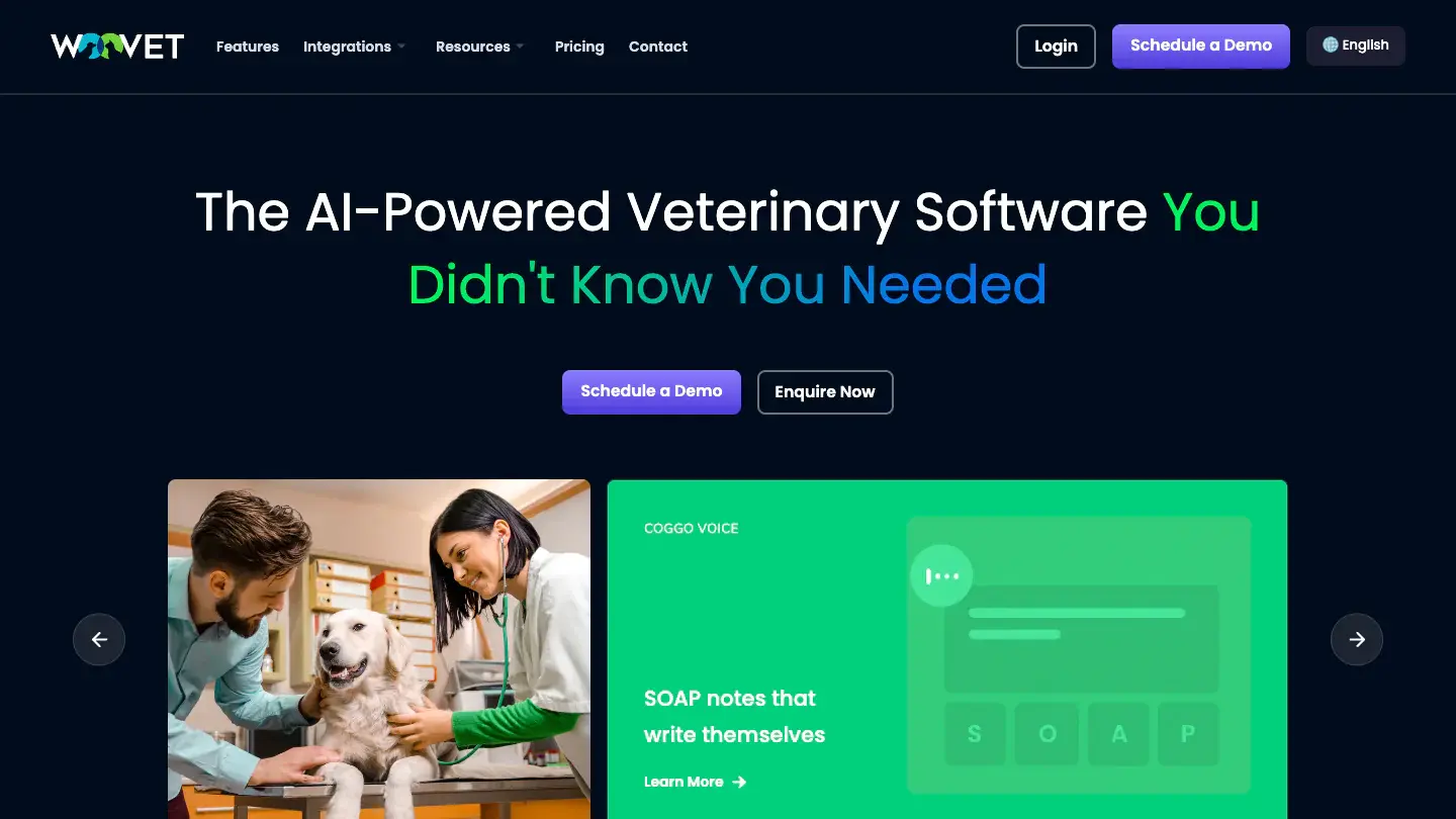 Woovet home page: The AI-Powered Veterinary Software You Didn't Know You Needed