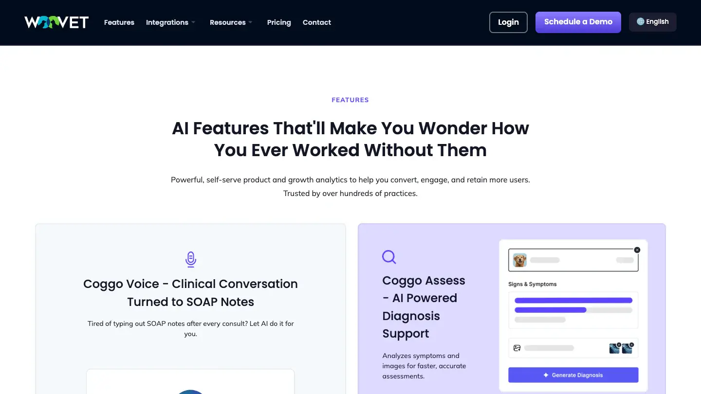 AI features section introducing Coggo Voice and Coggo Assess